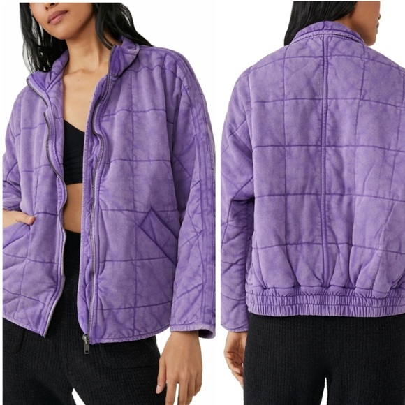 Free People | Dolman Quilted Knit Jacket in Moonberry | Large - Picture 16 of 16